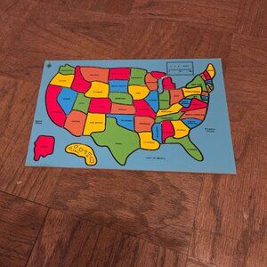 Wood Inlaid Map Puzzle United States